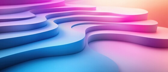 Poster - Ethereal pastel gradient steps abstract background with soft light and smooth curves for modern design