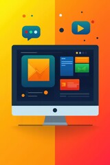 Poster - Digital communication interface displayed on modern desktop computer with vibrant colors