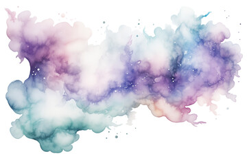 Aufkleber - watercolor cloud with pastel hues of blue purple and pink on a transparent background in a digital i