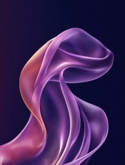 Poster - Elegant purple and gold abstract wave on dark background captures fluidity movement and vibrant color gradient for modern design