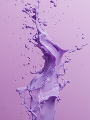 Poster - Captivating lavender paint explosion on pastel background showcasing dynamic motion and vibrant color creating a modern and artistic visual