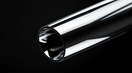 Poster - shiny metal tube: a close-up shot of a polished metal tube against a dark backdrop, showcasing its r