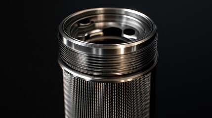 Poster - metallic precision: a close-up studio shot of industrial machinery component, a symbol of advanced e