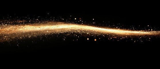 Poster - Golden light stream on black background creating a magical and elegant visual effect for festive designs and abstract concepts
