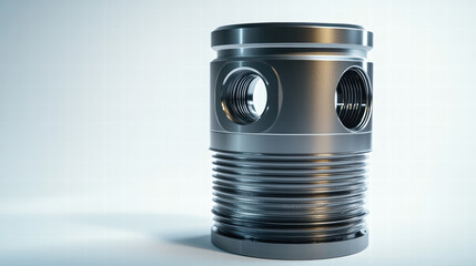 Poster - industrial cylinder in precision: a meticulously crafted, metallic industrial cylinder, showcased wi