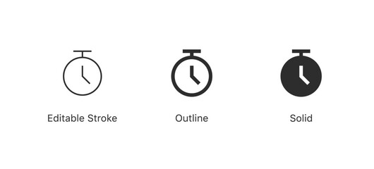 Aufkleber - Stopwatch icon, Timer icon, stop watch sign button, countdown icon - Time and Clock icons. editable stroke
