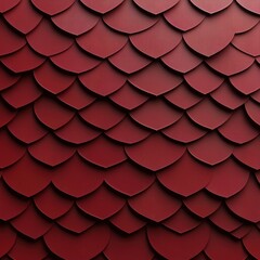 Poster - Deep Red Scaled Texture Background with Overlapping Pattern and Subtle Shadows Creating a Rich Visual Appeal for Design Projects