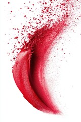 Poster - Vibrant crimson pigment explosion on pristine white backdrop showcasing dynamic texture and artistic fluidity in studio shot