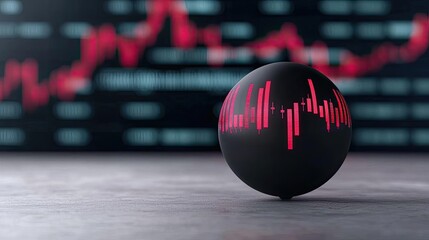 Aufkleber - Candlestick in crystal globe with stock market forecast concept. Financial data visualization on a modern digital display.