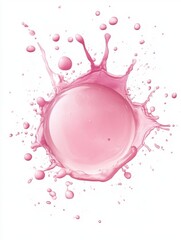 Poster - Dynamic splash of vibrant pink liquid creating a captivating burst on a clean white background studio shot
