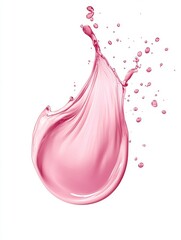 Poster - Captivating splash of vibrant pink liquid against a pristine white background creating a dynamic and refreshing visual with fluid motion