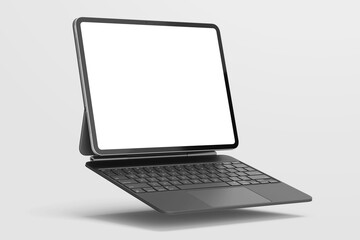 Fototapete - dark stylus tablet 13 inch with keyboard attached and blank display isolated 3d render illustration