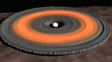 Wall Mural - Protoplanetary disk with central star and orange ring in space