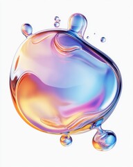 Poster - Abstract iridescent liquid sphere with vibrant colors and smooth reflections on white background