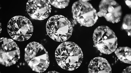 Poster - Sparkling Diamonds on Black Backdrop Reflecting Light in Luxurious Style for Jewelry Design and Fashion