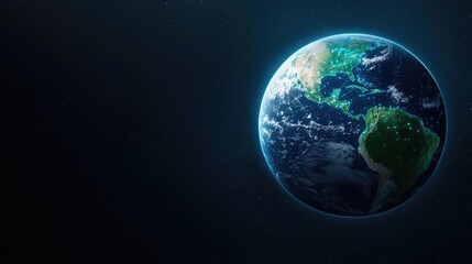 Aufkleber - Earth with glowing network highlighting global cloud data concept. Vibrant view of Earth from space highlighting natural beauty.