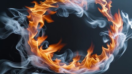 Fototapete - An abstract image of a spiral of fire and smoke on a black background.
