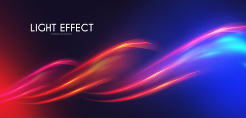 Wall Mural - Abstract motion light effect. Energy power design. Blue and gold, red light
