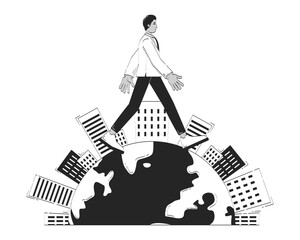 Poster - worldwide global business doodle line illustration concept. corporate ambition. international indian