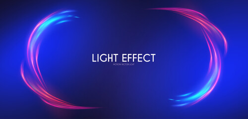 Wall Mural - Abstract motion light effect. Energy power design. Blue and gold, red light