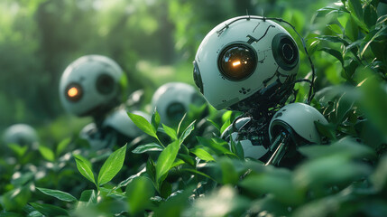 Poster - Microscopic view of futuristic nano robots operating within the human body for advanced medical treatment, illustrating nanotechnology, precision healthcare, and biotechnology innovation.banner