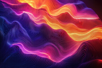 Poster - Abstract vibrant waves of color and light create a mesmerizing, dynamic landscape.