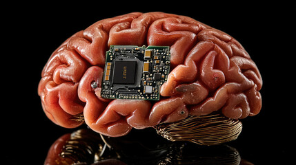 Aufkleber - Artificial intelligence concept represented by organic brain-like structure with AI inscription,symbolizing the fusion biology technology,machine learning,neural networks in futuristic digital world.