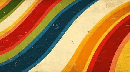 Poster - Colorful retro stripes with a vintage texture, evoking nostalgia and creativity