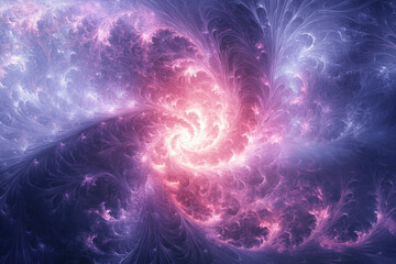Aufkleber - A swirling fractal nebula with vibrant purple and pink hues, creating a mesmerizing cosmic pattern.