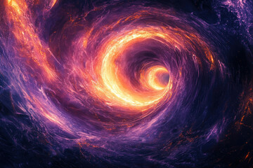 Aufkleber - A fiery cosmic vortex spirals into a dark abyss, radiating intense energy and vibrant colors.