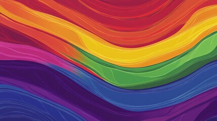 Poster - Fluid Rainbow Spectrum: Abstract Design of Flowing Color Waves for Modern Backgrounds
