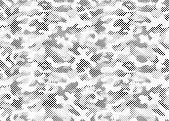 Aufkleber - Abstract halftone seamless camouflage pattern. Repeating digital dotted hexagonal camo military texture background. Abstract modern fabric textile ornament. Vector illustration.
