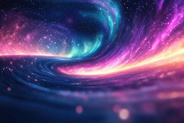 Poster - A swirling nebula of vibrant purple, pink, and teal hues, filled with sparkling stars and cosmic dust.