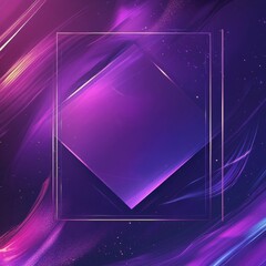 Poster - Abstract Purple Hues: A Geometric Exploration with Golden Accents and Luminous Trails in a Dreamy Cosmic Backdrop.