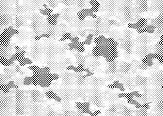 Aufkleber - Abstract halftone seamless camouflage pattern. Repeating digital dotted hexagonal camo military texture background. Abstract modern fabric textile ornament. Vector illustration.