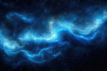 Poster - A mesmerizing cosmic nebula, swirling blue energy against a backdrop of twinkling stars.