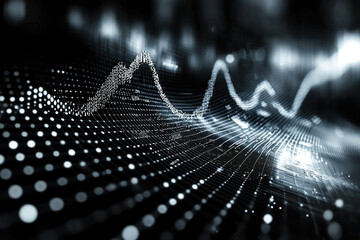 Aufkleber - Abstract data visualization showing fluctuating waveforms, representing data analysis and market trends.