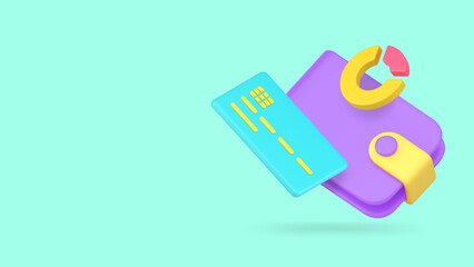 Poster - Financial budget accounting analyzing online banking banner copy space vector illustration. Economy finance currency statistic savings investment earnings expenses balance control chart graph wallet