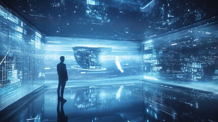 Poster - Futuristic Global Business Environment with Blended Digital Elements