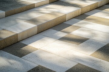 Fototapete - Structured minimalistic pattern of layered shadows creating depth in neutral tones on a modern surface during daytime
