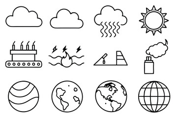 Poster - Greenhouse Gases Line Art Illustration for Climate Awareness Projects 