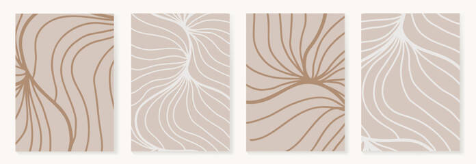 Wall Mural - abstract line art background vector. minimalist modern contour drawing. contemporary abstract art de