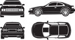 © Nizam - Car Silhouette Vector Set – Front, Side, Rear, and Top View for Automotive Design
