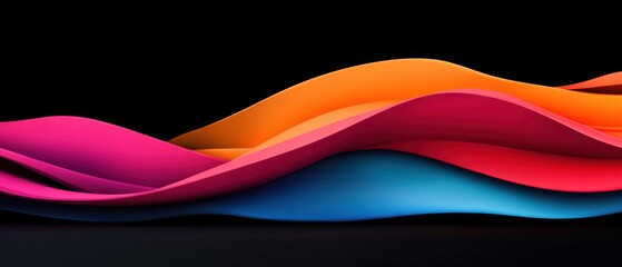 Wall Mural - vibrant abstract background with colorful flowing waves on black backdrop concept of modern design, 