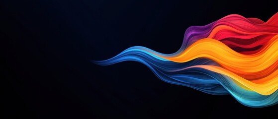 Wall Mural - abstract colorful flowing wave on dark background modern vibrant gradient design with smooth lines f