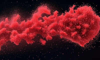 Poster - A Mesmerizing Animation of a Heart Shape Formed by Sparkling Red Particles Pulsating to Life Made with Generative AI Technology