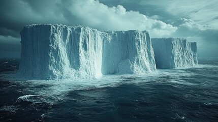 Wall Mural - Icebergs in stormy sea