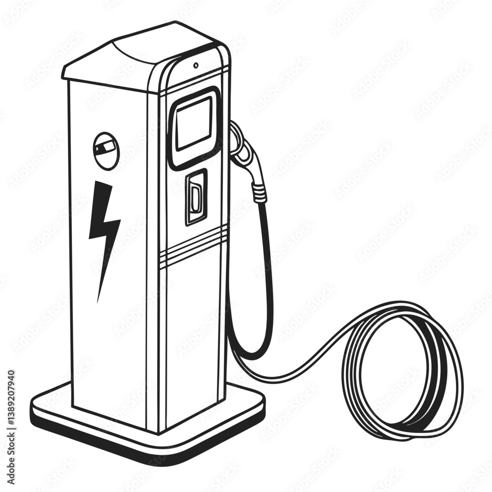 Minimalist EV Charging Station Vector – Sustainable Electric Vehicle ...