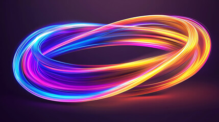 Fototapete - A vibrant swirl of colorful light trails creating a mesmerizing pattern against a dark background.