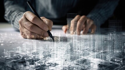 Poster - Architects Working on 3D Building Model with Detailed Hands